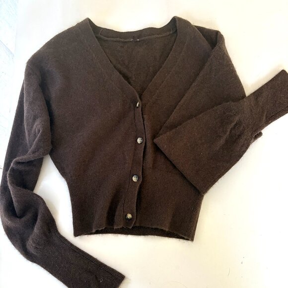 ALO YOGA Cashmere Cardigan Sweatshirt - Espresso_S - Picture 1 of 11